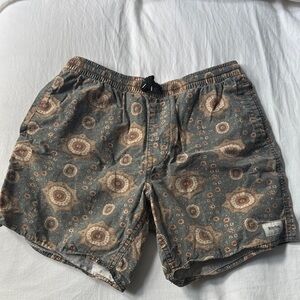 Rhythm Men's Tan and Gray Patterned Swim Trunks